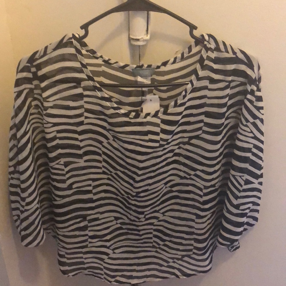 Sheer black & white top